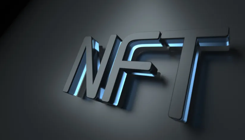 Concepto de tecnología NFT basada en blockchain con token de arte digital