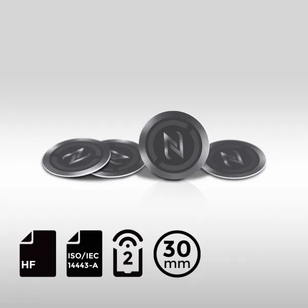 Compact and durable HF NFC Mobile Tag built with NXP NTAG 213 and rugged PVC housing