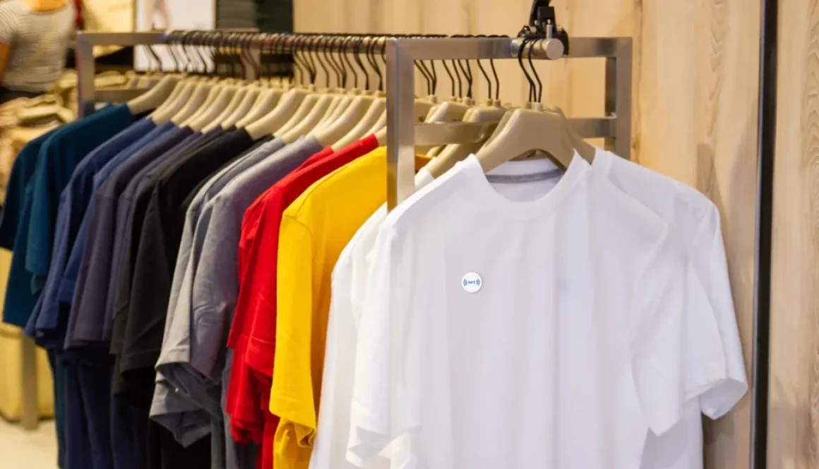 RFID tags integrated into clothing for apparel industry inventory and tracking