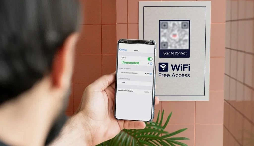 Scan QR code to connect to Wifi for quick easy access