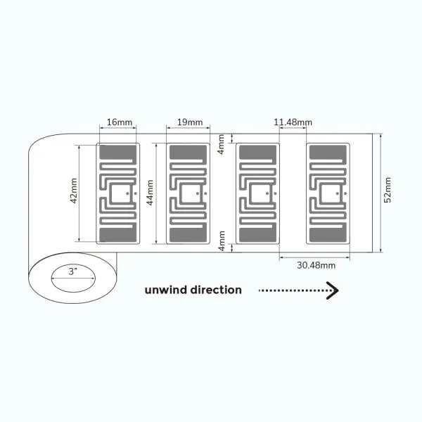 Dimensions of the Heat Transfer RFID Tag