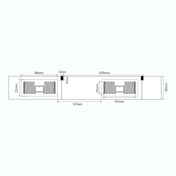 Dimensions of the RFID Sew-On Care Label for accurate garment placement