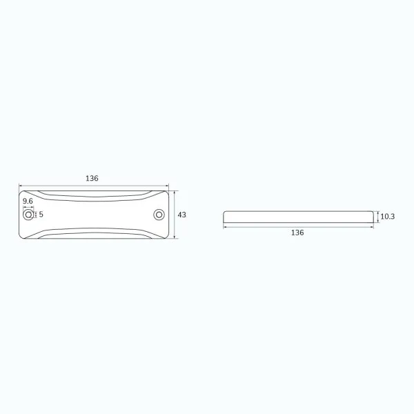 Long-Range On-Metal UHF RFID Tag dimensions and size drawing