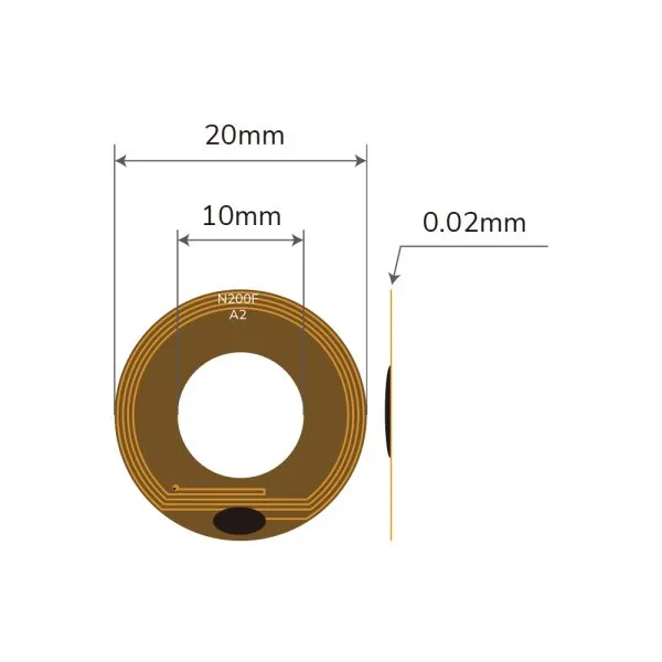 Dimensions of NFC FPC Tag for flexible installation